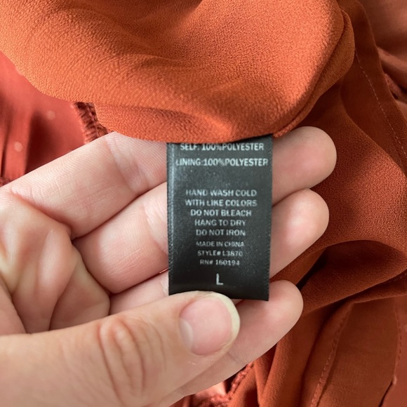 By Together Rust Double V Mini Dress L - Picture 9 of 11